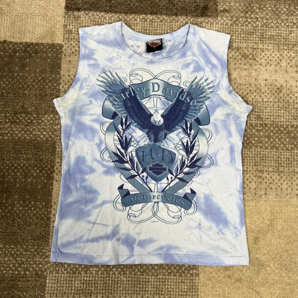 Harley Davidson Womens Sleeveless Tie Dye Eagle Graphic Tank Top Size L